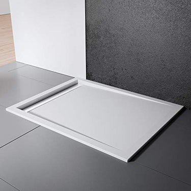 Schulte Duschwanne 90x100 cm, Rechteck extra-flach 2,5 cm, Sanitär-Acryl alpin-weiß, inkl Ablauf mit Rinnenabdeckung weiß und Füßen im Sale